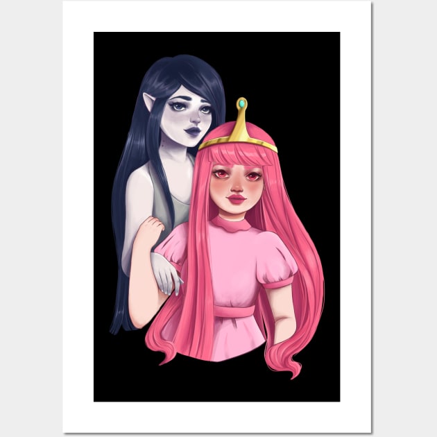 Marceline and Bubblegum princess Wall Art by Adelaidelia